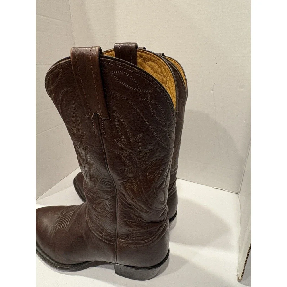 Nocona Brown Leather Western Cowboy Boots Men’s Size 9 D Made in USA Vintage